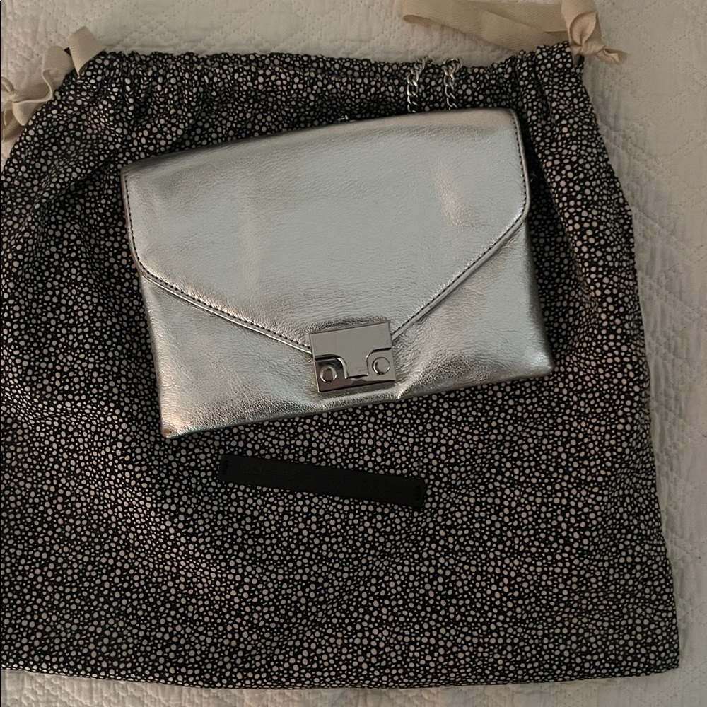 Loeffler Randall Metallic Silver Clutch